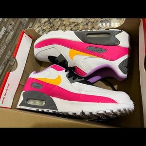 Nike Air Max 90 LTR White Orange Pink Size 6.5y Women Size 6.5 /DM8685-100 Shoes
